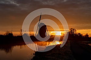 Windmill at early sunrise, De Rietveldse Molen, Hazerswoude Dorp photo