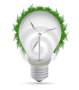 Windmill eco lightbulb illustration design