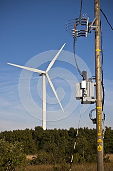 Windmill and electrical substation