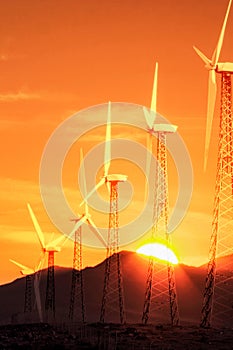 Windmill electricity farm near Palm Springs, California, USA, North Americ