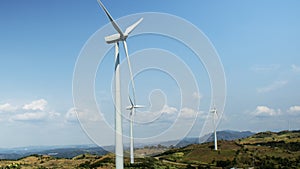 Windmill farm on a hot summer day