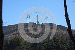 Windmill farm on ridge in Groton, New Hampshire.