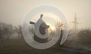 Windmill in the fog.