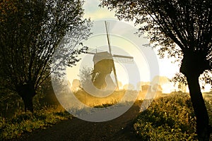 Windmill in fog