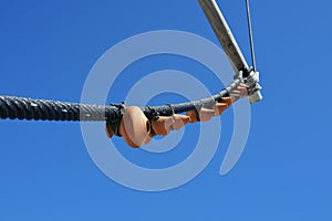 Windmill fragment on the blue sky background. Authentic Portugal. Freedom. Wonderful. Happens. Moinho ceramic Vento wind