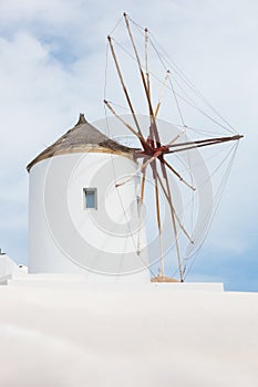 Windmill On The Greek Island Of Santorini, Oia, Greece