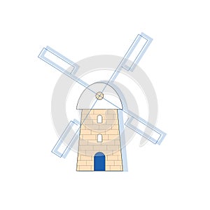 Windmill in Greek style vector illustration
