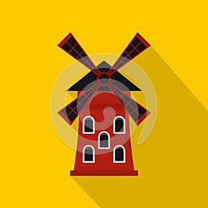 Windmill icon, flat style