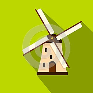 Windmill icon, flat style