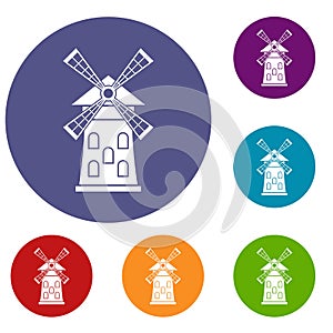 Windmill icons set