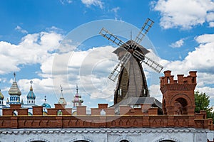 Windmill in Izmaylovsky Kremlin in Moscow. Traditional Russian a