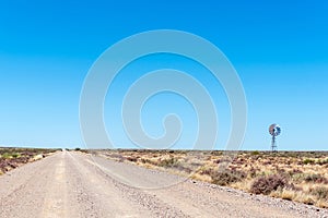 Windmill in Karoo landscape near Putsonderwater