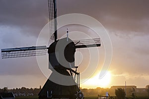 Windmill in Kinderdijk in Holland