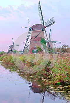 Windmill in Kinderdijk in vertical