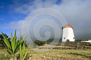 Windmill landscape from Azores Islands