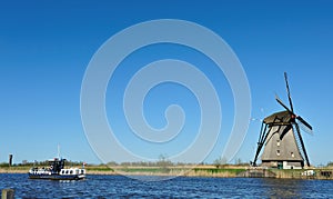 Windmill landscape at Kinderdijk The Netherlands