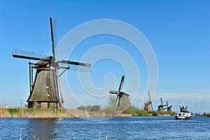 Windmill landscape at Kinderdijk The Netherlands