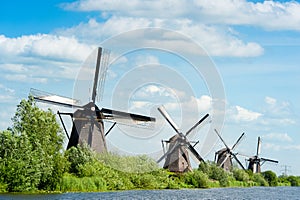 Windmill landscape at Kinderdijk The Netherlands