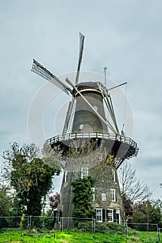 Windmill in Leiderdorp, village near Leiden, Netherlands