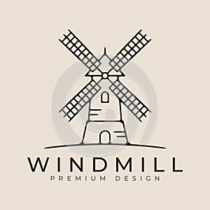 windmill line art logo vector illustration with minimalist design. farm house icon design