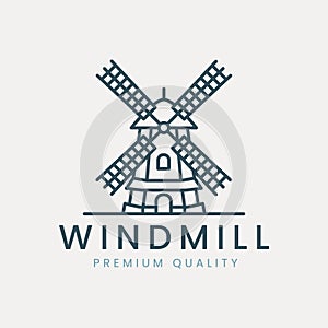 windmill line art logo vector illustration template design, icon agriculture, farm house design