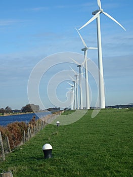 Windmill in line for green energie