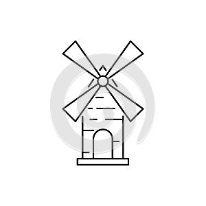 Windmill linear icon on white background