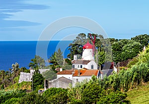 Windmill Moinho do Pico Vermelho, Ajuda da Bretanha, SÃÂ£o Miguel Island, Azores, Portugal, Europe photo
