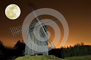Windmill and moon