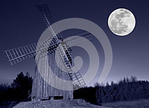 Windmill and moon