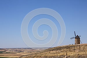 Windmill near Belmonte - La Mancha - Spain - Space for Text