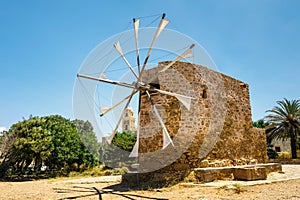 Windmill near the monastery Toplou, Crete