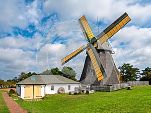 Windmill in Nebel, Amrum island, North Frisia, Schleswig-Holstein, Germany