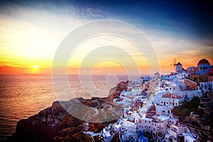 Windmill of Oia at sunset, Santorini