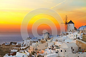 Windmill of Oia at sunset, Santorini