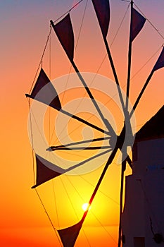 Windmill in Oia at sunset, Santorini