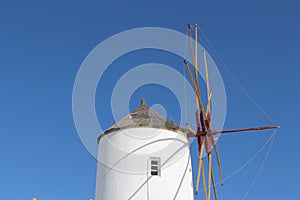 Windmill in Oia village in Santorini island