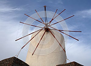 Windmill in Oia village on Santorini Island, Greece