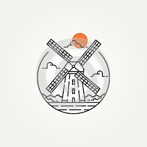 Windmill outline minimalist line art icon logo