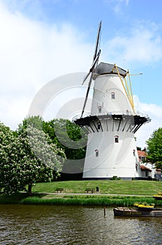 Windmill in the park city of Middleburg, Netherlands (Holland)