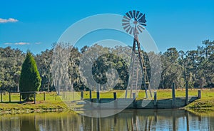 A Windmill on a Pond in Lithia, Hillsborough County, Florida