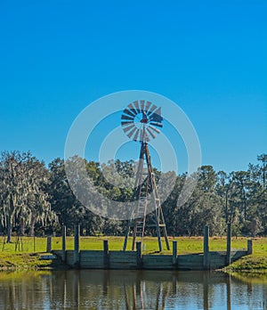 A Windmill on a Pond in Lithia, Hillsborough County, Florida