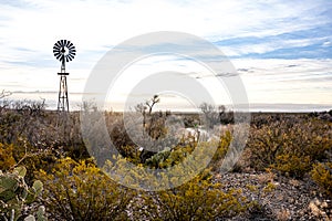 Windmill Pump Over Big Bend Desert