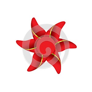 Windmill, red, paper, illustration, isolated on white background