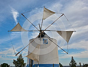 Windmill sails in action for milling wheat