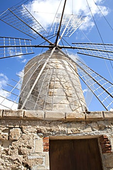 Windmill in the salt mines at Tripoli, Sicily, Italy