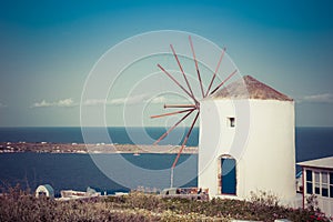 Windmill on Santorini island, Greece.