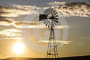 Windmill Silhouette at a Farm in New Mexico