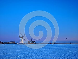 Windmill in snow
