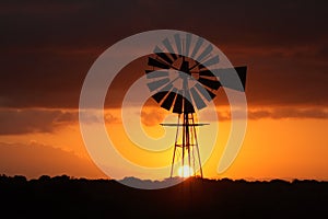 Windmill sunset.